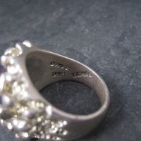 Heavy Vintage Mexican Sterling Amethyst Freeform Ring Size 11