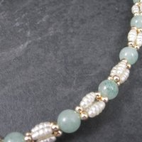 Vintage Aventurine Pearl Necklace 25 Inches