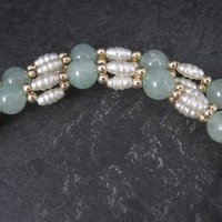 Vintage Aventurine Pearl Necklace 25 Inches