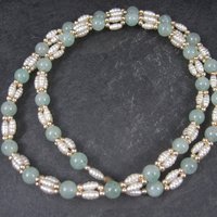 Vintage Aventurine Pearl Necklace 25 Inches