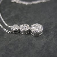 Small Vintage Sterling Diamond Pendant Necklace
