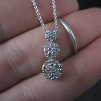 Small Vintage Sterling Diamond Pendant Necklace