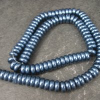 Dark Blue Glass Pearl Rondelle Bead Strand 3x8mm 120 Beads