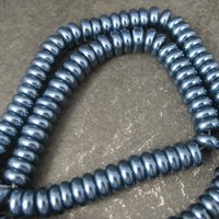 Dark Blue Glass Pearl Rondelle Bead Strand 3x8mm 120 Beads