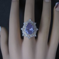 Vintage Sterling Purple Cubic Zirconia Cocktail Ring Size 8.5