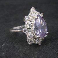 Vintage Sterling Purple Cubic Zirconia Cocktail Ring Size 8.5