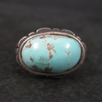Unusual Vintage Sterling Turquoise Ring Size 9.75