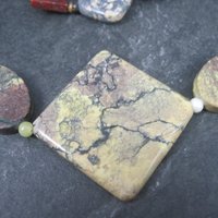Vintage Jasper Agate Gemstone Necklace Bracelet Jewelry Set Desert Rose Trading