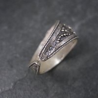 Estate 950 Silver Synthetic Purple Sapphire Ring Size 9