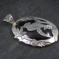 Large Sterling Onyx Parrot Pendant