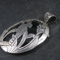 Large Sterling Onyx Parrot Pendant