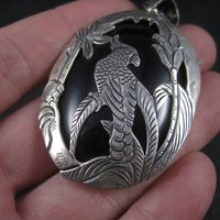 Large Sterling Onyx Parrot Pendant