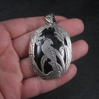 Large Sterling Onyx Parrot Pendant