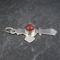 Estate Sterling Red Jasper Cross Pendant