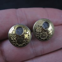 Estate Filigree Floral Pendant Earrings Jewelry Set Stainless Steel