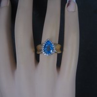 Vintage Vermeil Sterling Topaz Halo Ring Size 7