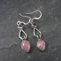 Vintage Sterling Amethyst Pink Quartz Earrings
