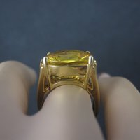 Vintage Vermeil Sterling Yellow Cubic Zirconia Ring Size 6