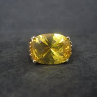Vintage Vermeil Sterling Yellow Cubic Zirconia Ring Size 6