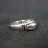 Vintage Sterling Ribbed Dome Ring Size 8