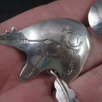 Large Sterling Southwestern Feather Bear Earrings