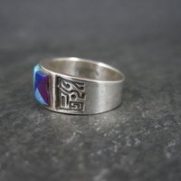 Vintage Southwestern Sterling Inlay Ring Size 5.5