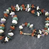 Vintage Gemstone Bead Necklace 24 Inches
