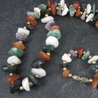 Vintage Gemstone Bead Necklace 24 Inches