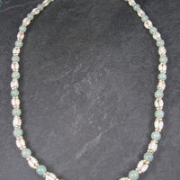 Vintage Aventurine Pearl Necklace 25 Inches