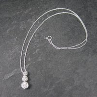 Small Vintage Sterling Diamond Pendant Necklace