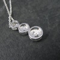 Small Vintage Sterling Diamond Pendant Necklace
