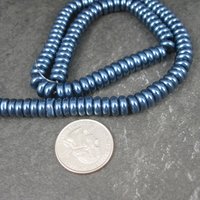 Dark Blue Glass Pearl Rondelle Bead Strand 3x8mm 120 Beads