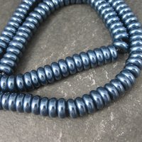 Dark Blue Glass Pearl Rondelle Bead Strand 3x8mm 120 Beads