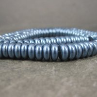Dark Blue Glass Pearl Rondelle Bead Strand 3x8mm 120 Beads