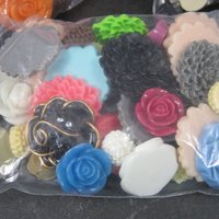Destash Lot of Resin Flower Cabochons