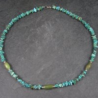 Vintage Turquoise Chip Necklace 16.5 Inches