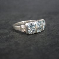 90s Sterling Blue Topaz Ring Size 6