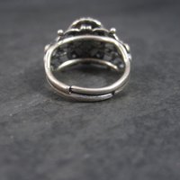 Vintage Adjustable Sterling Blue Art Glass Ring Size 5.5