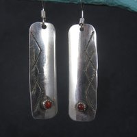 Long Vintage Southwestern Sterling Coral Earrings