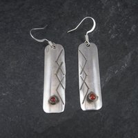 Long Vintage Southwestern Sterling Coral Earrings