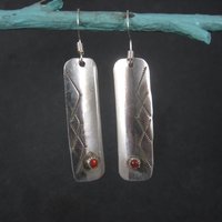 Long Vintage Southwestern Sterling Coral Earrings