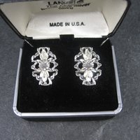 Vintage Sterling Diamond Cut Flower Earrings Langers Black Hills Silver Jewelry