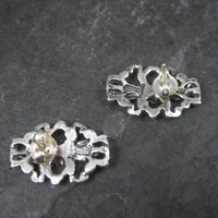 Vintage Sterling Diamond Cut Flower Earrings Langers Black Hills Silver Jewelry