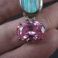 Vintage Mexican Sterling Opal Pink CZ Pendant