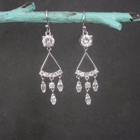 Vintage 2000s Sterling Cubic Zirconia Wedding Earrings