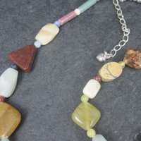 Vintage Jasper Agate Gemstone Necklace Bracelet Jewelry Set Desert Rose Trading