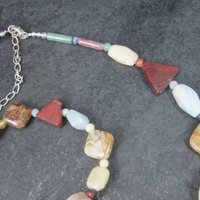 Vintage Jasper Agate Gemstone Necklace Bracelet Jewelry Set Desert Rose Trading