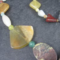 Vintage Jasper Agate Gemstone Necklace Bracelet Jewelry Set Desert Rose Trading