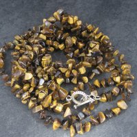 Vintage Opera Length Tigers Eye Toggle Necklace 83 Inches