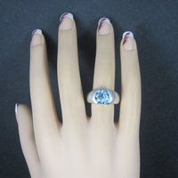Vintage .999 Silver Blue Topaz Ring Size 6